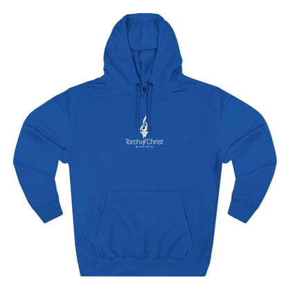 White embroidered Torch Logo Lane Seven fleece hoodie