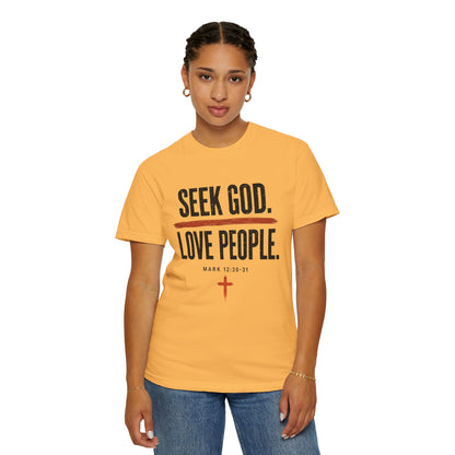 Seek God. Love People. – Stacked Tee, Light Palette (Comfort Colors) – product image 6