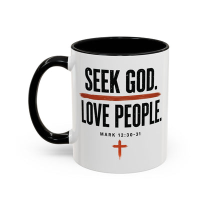 Seek God. Love People. – Stacked Accent Mug – product image 6