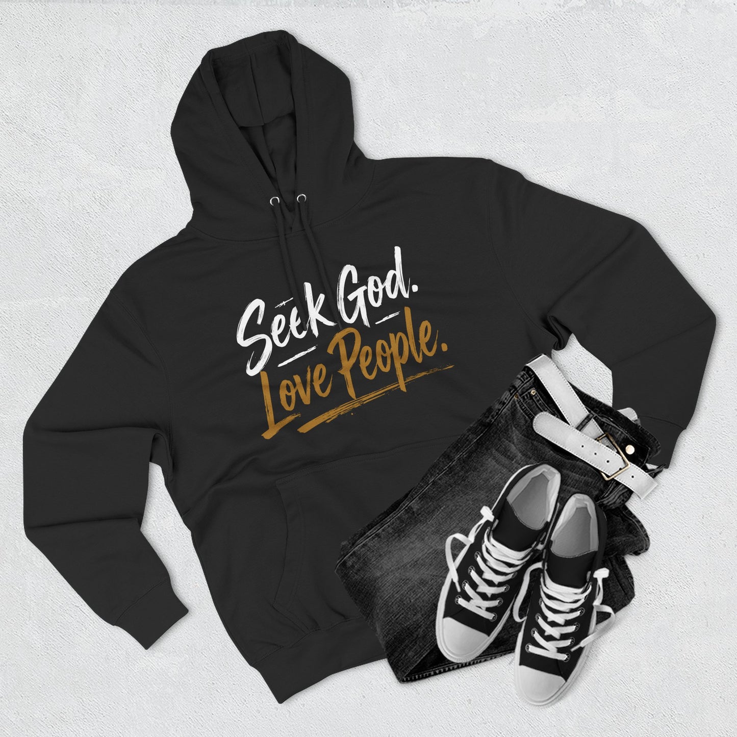 Seek God. Love People. – Script Fleece Hoodie (Lane Seven) – product image 8