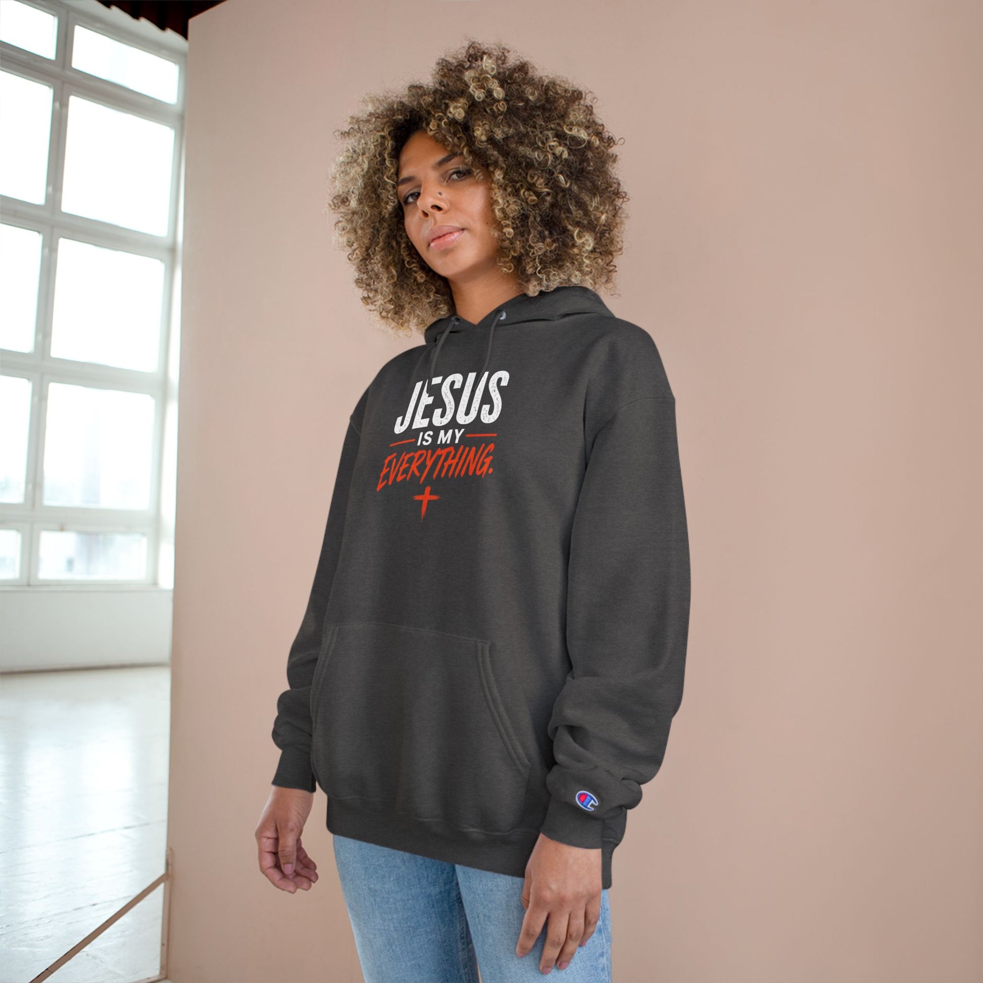 Jesus Is My Everything – Brush Ember Champion Hoodie – product image 7