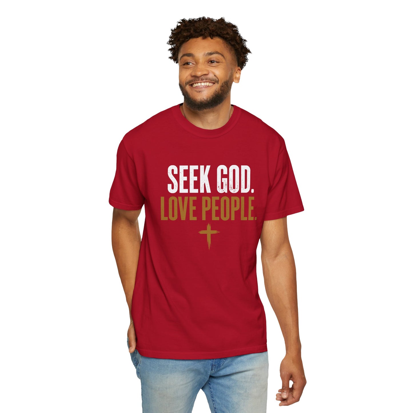 Seek God. Love People. – Stacked Tee, Deep Palette (Comfort Colors) – product image 6