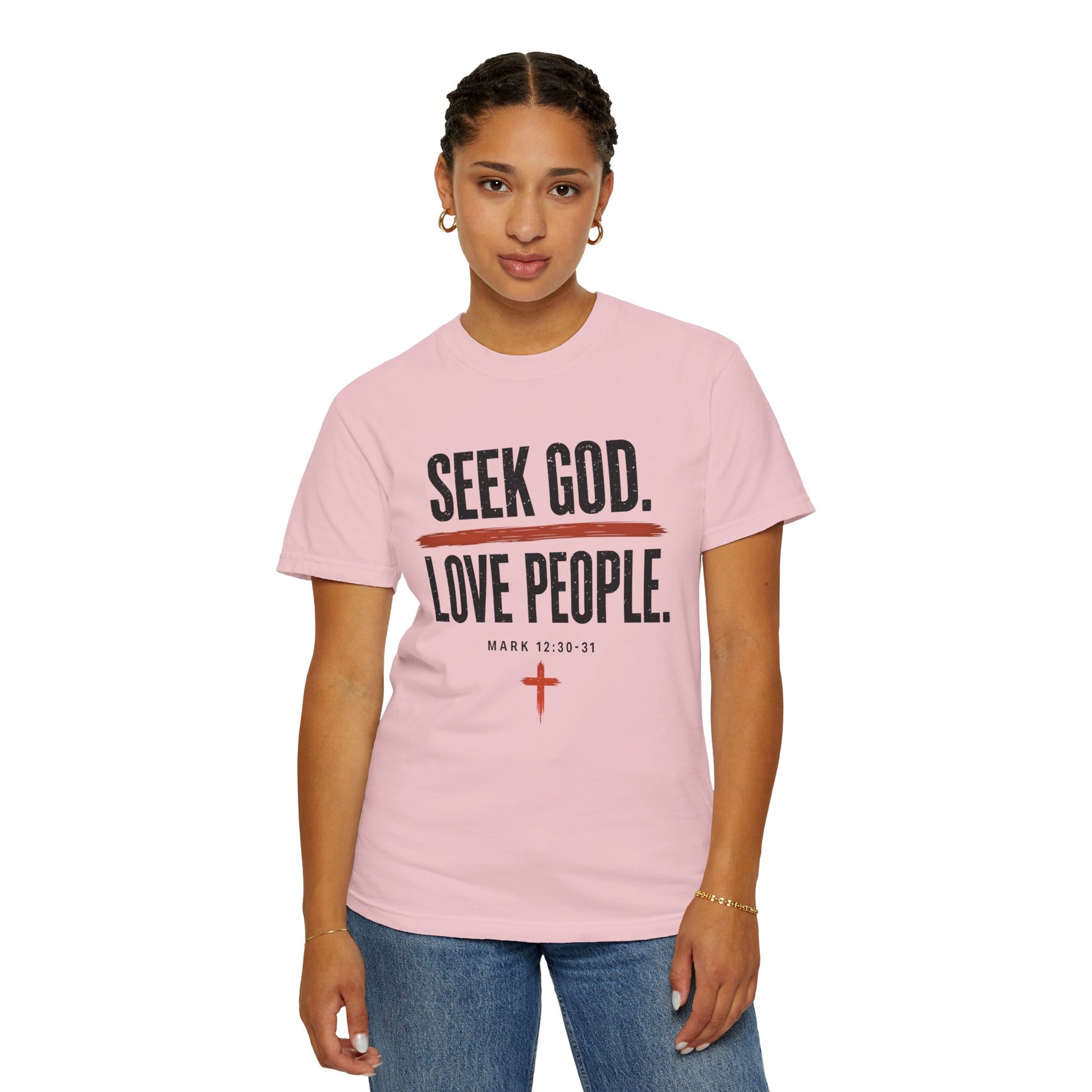 Seek God. Love People. – Stacked Tee, Light Palette (Comfort Colors) – product image 14