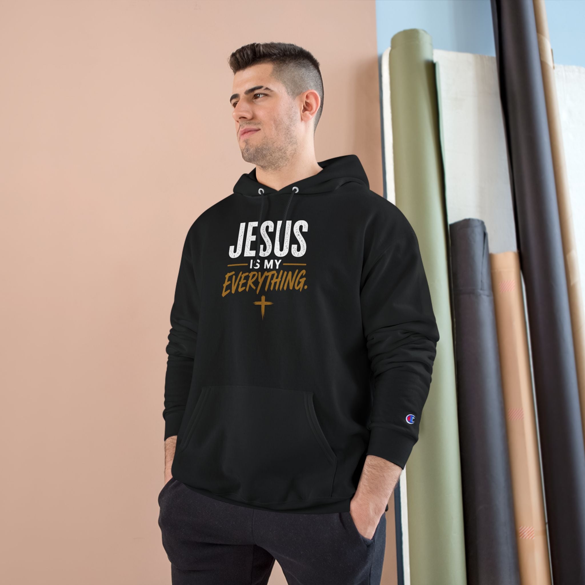 Jesus Is My Everything – Brush Gold Champion Hoodie – product image 11