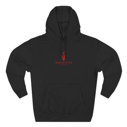 Red embroidered Torch Logo Lane Seven fleece hoodie