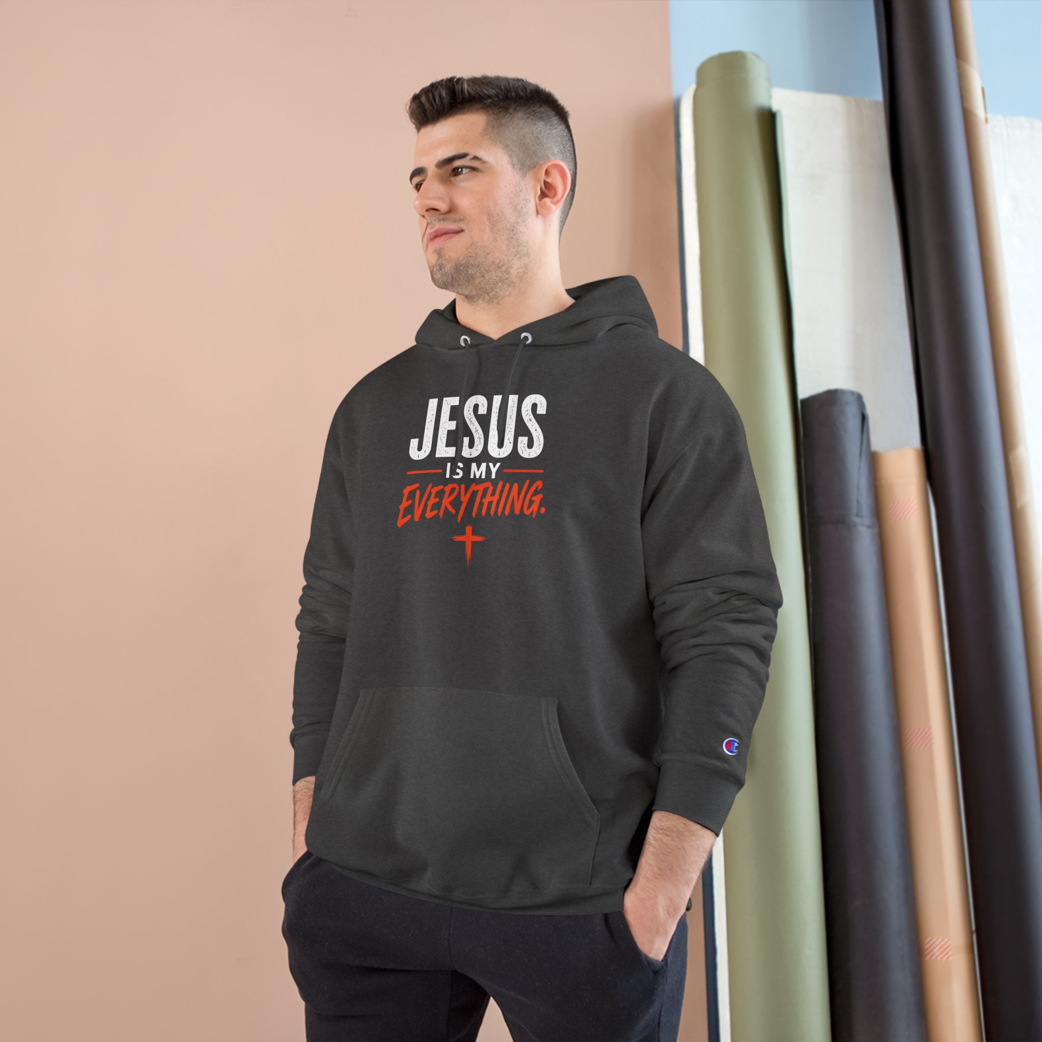 Jesus Is My Everything – Brush Ember Champion Hoodie – product image 6