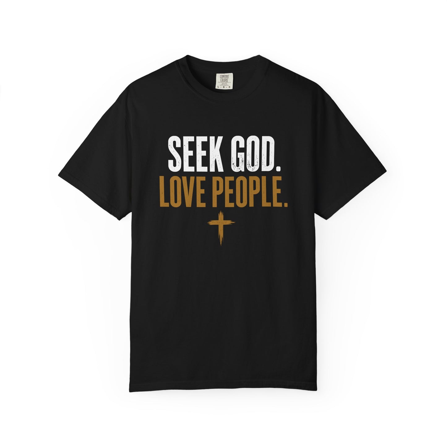 Seek God. Love People. – Stacked Tee, Deep Palette (Comfort Colors) – product image 7
