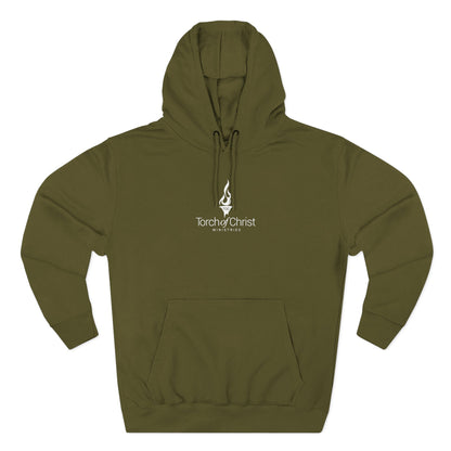 White embroidered Torch Logo Lane Seven fleece hoodie
