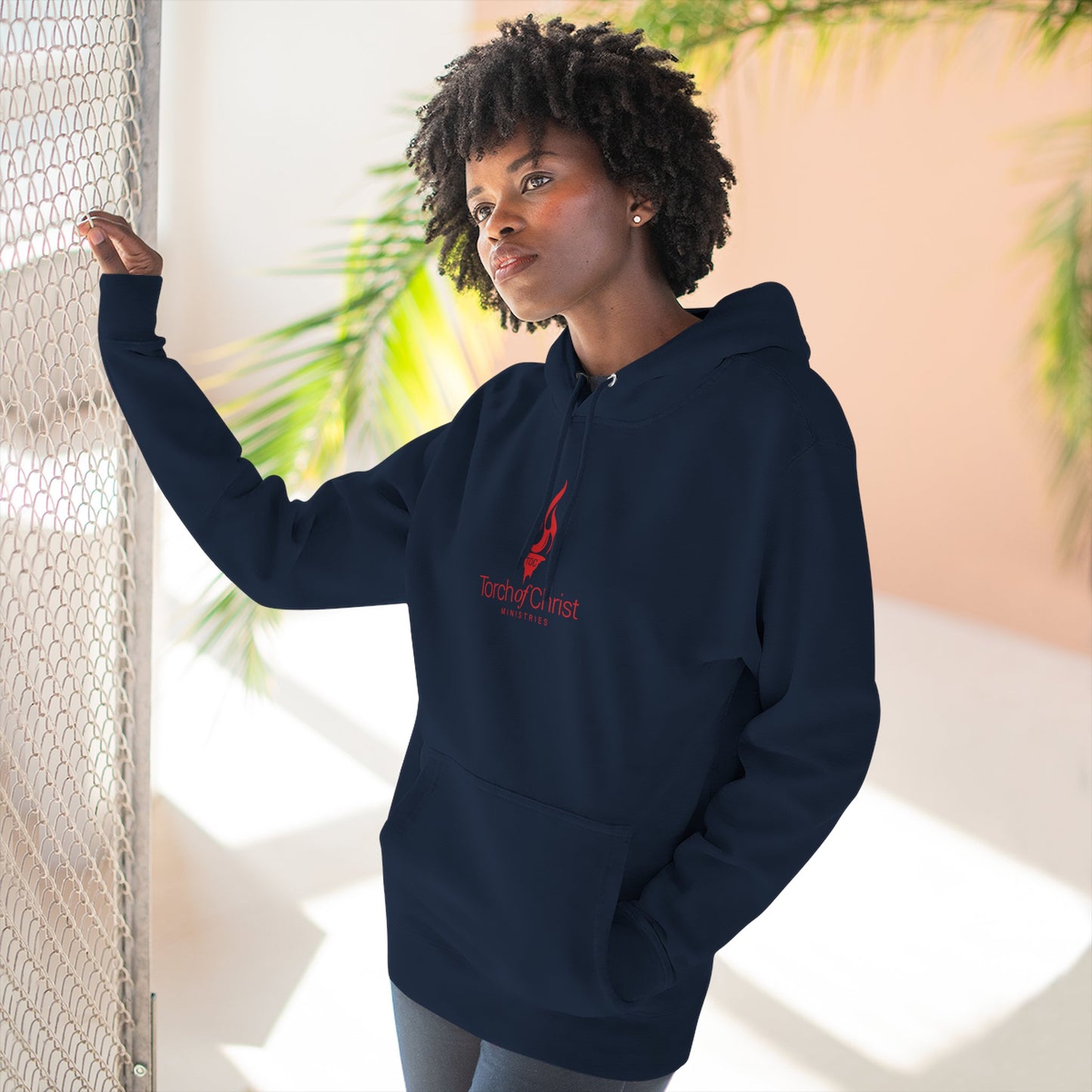 Red embroidered Torch Logo Lane Seven fleece hoodie