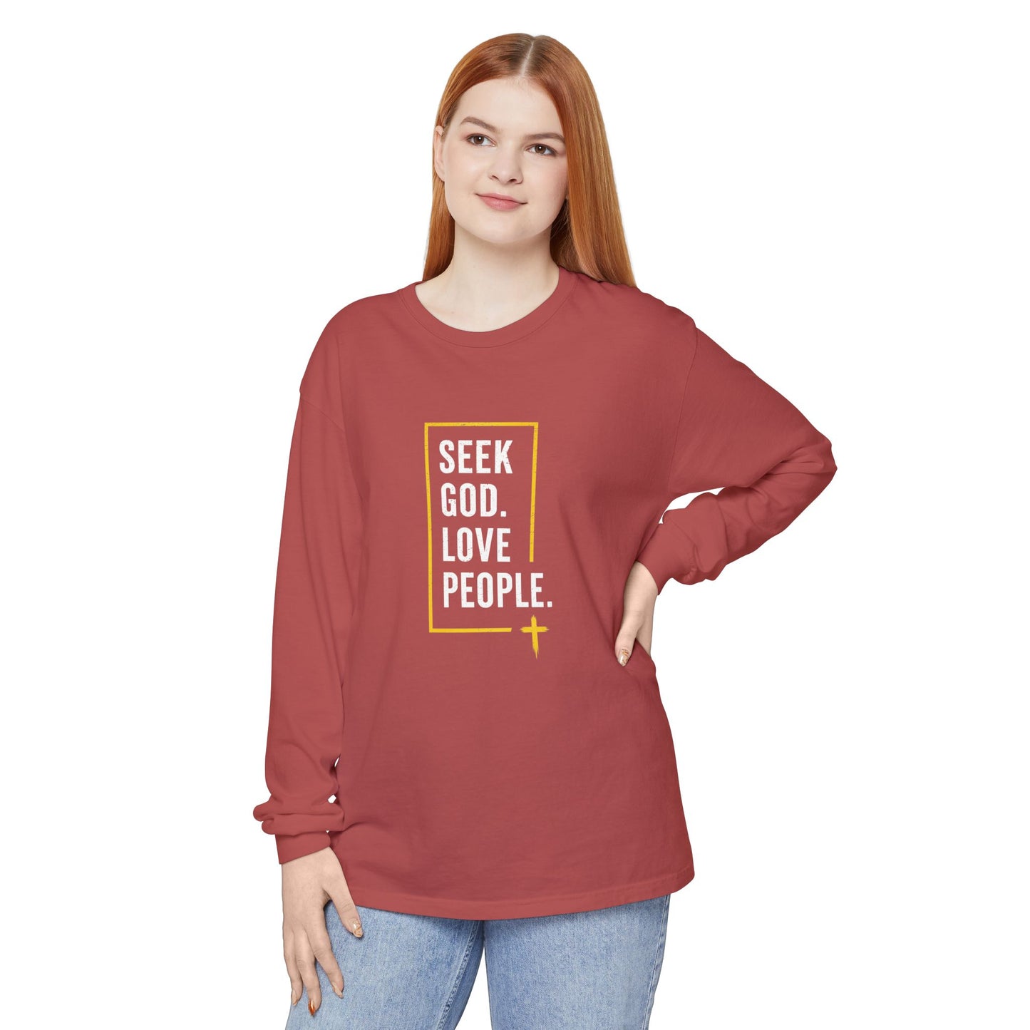 Seek God. Love People. – Stacked Long-Sleeve Tee (Comfort Colors) – product image 11