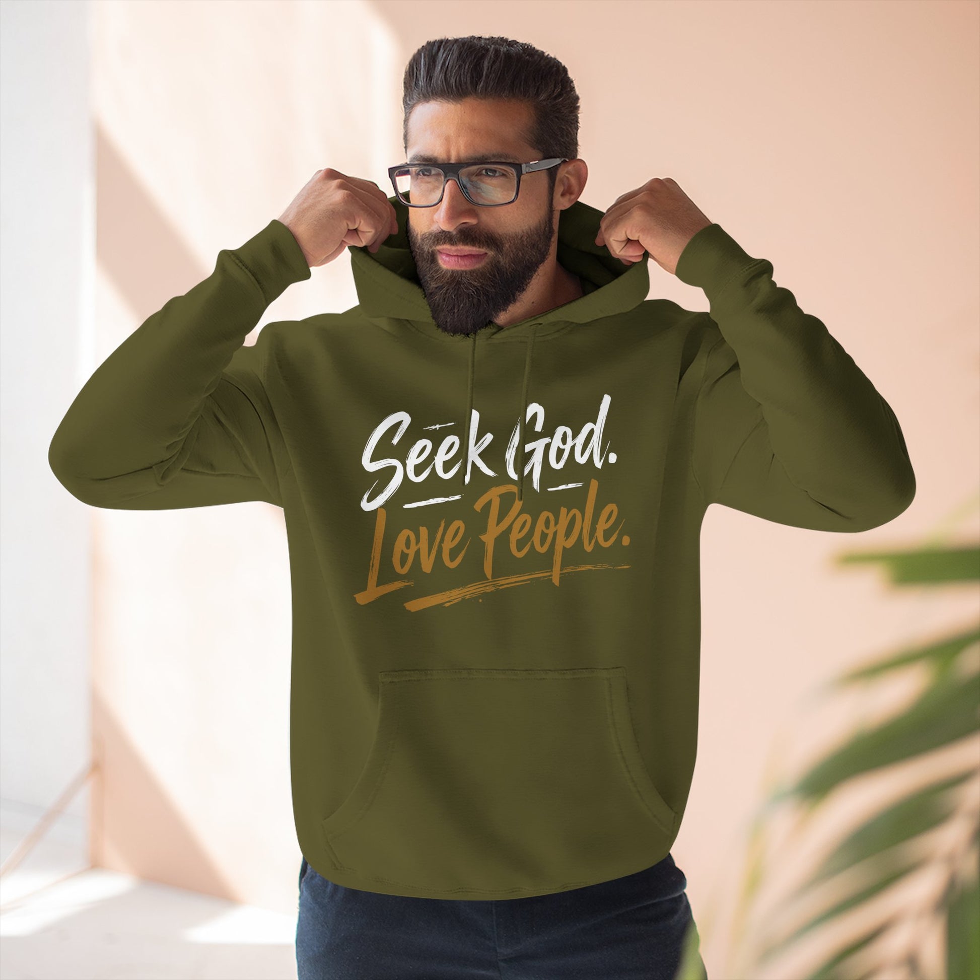 Seek God. Love People. – Script Fleece Hoodie (Lane Seven) – product image 4