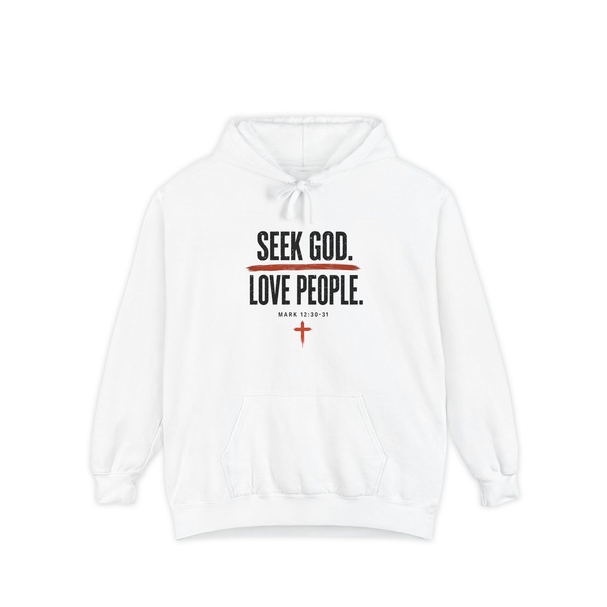 Seek God. Love People. – Stacked Garment-Dyed Hoodie – product image 5