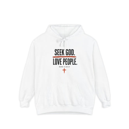 Seek God. Love People. – Stacked Garment-Dyed Hoodie – product image 5