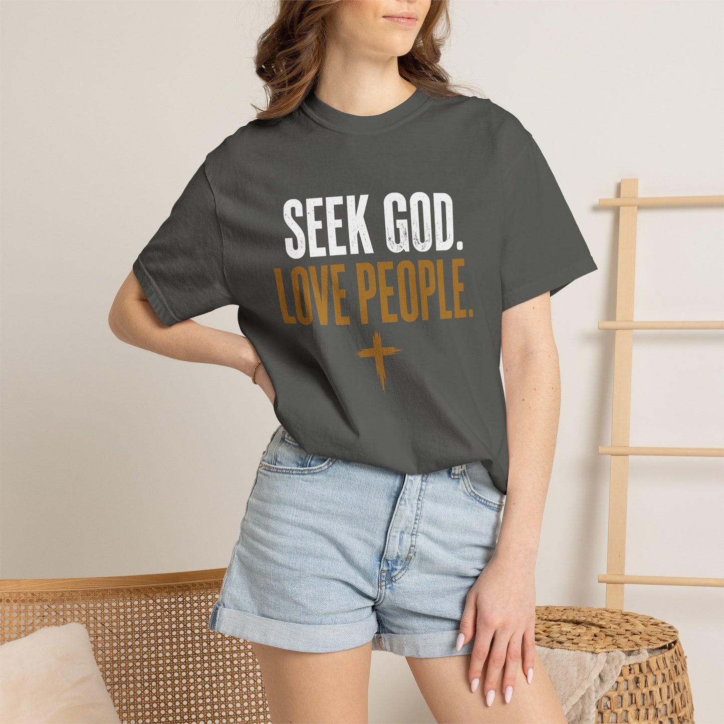 Seek God. Love People. – Stacked Tee, Deep Palette (Comfort Colors) – product image 13
