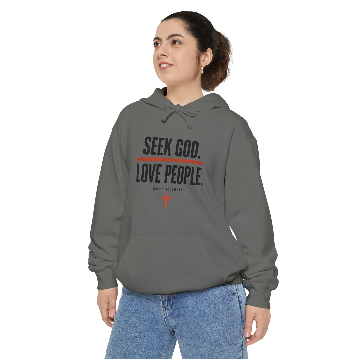 Seek God. Love People. – Stacked Garment-Dyed Hoodie – product image 9