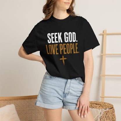 Seek God. Love People. – Stacked Tee, Deep Palette (Comfort Colors) – product image 8