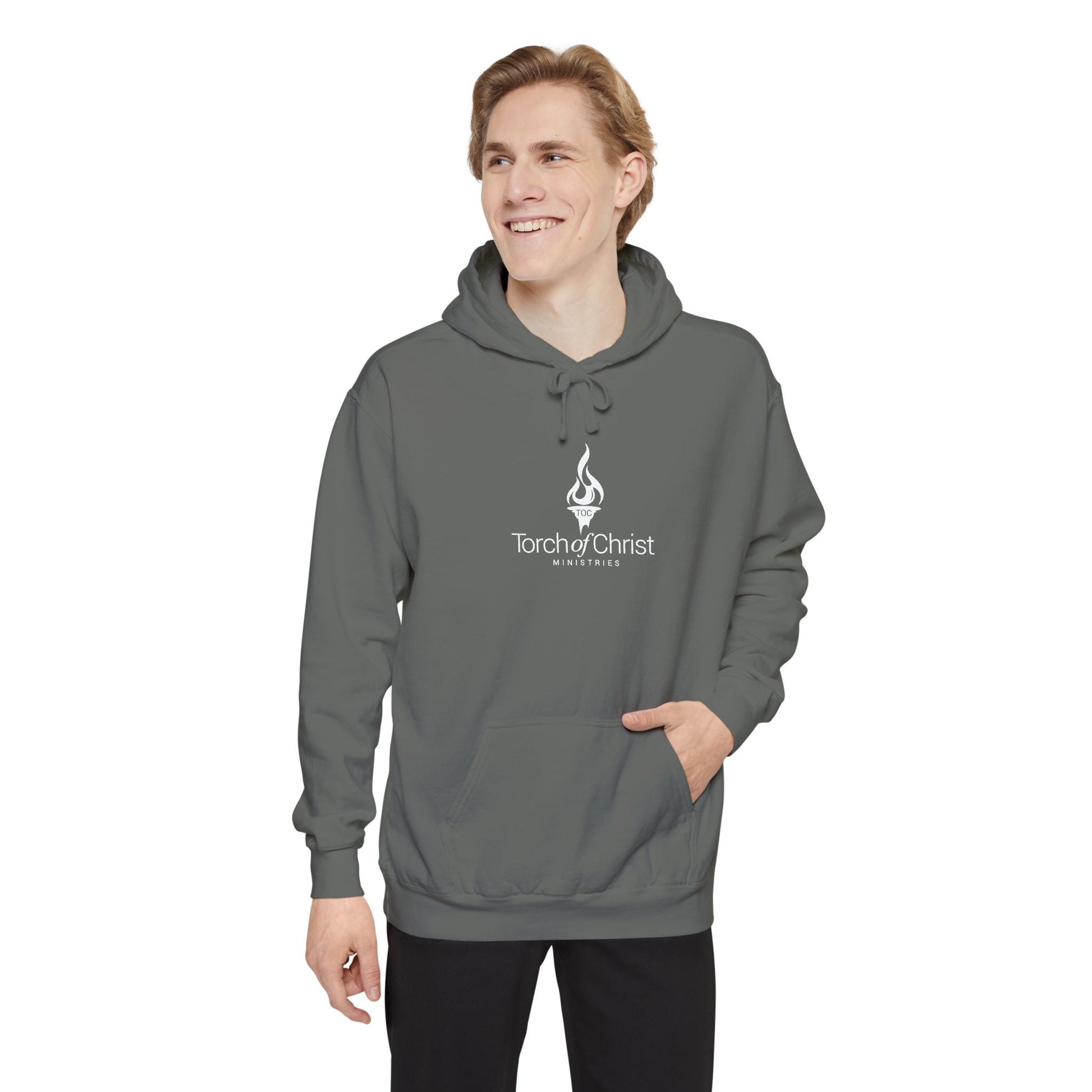 Torch Logo – Minimalist Garment-Dyed Hoodie – product image 10