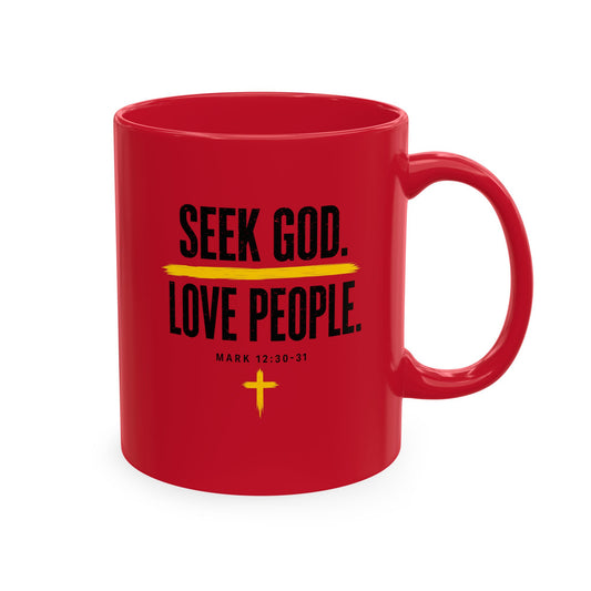 Seek God. Love People. – Stacked Color Mug – product image 1