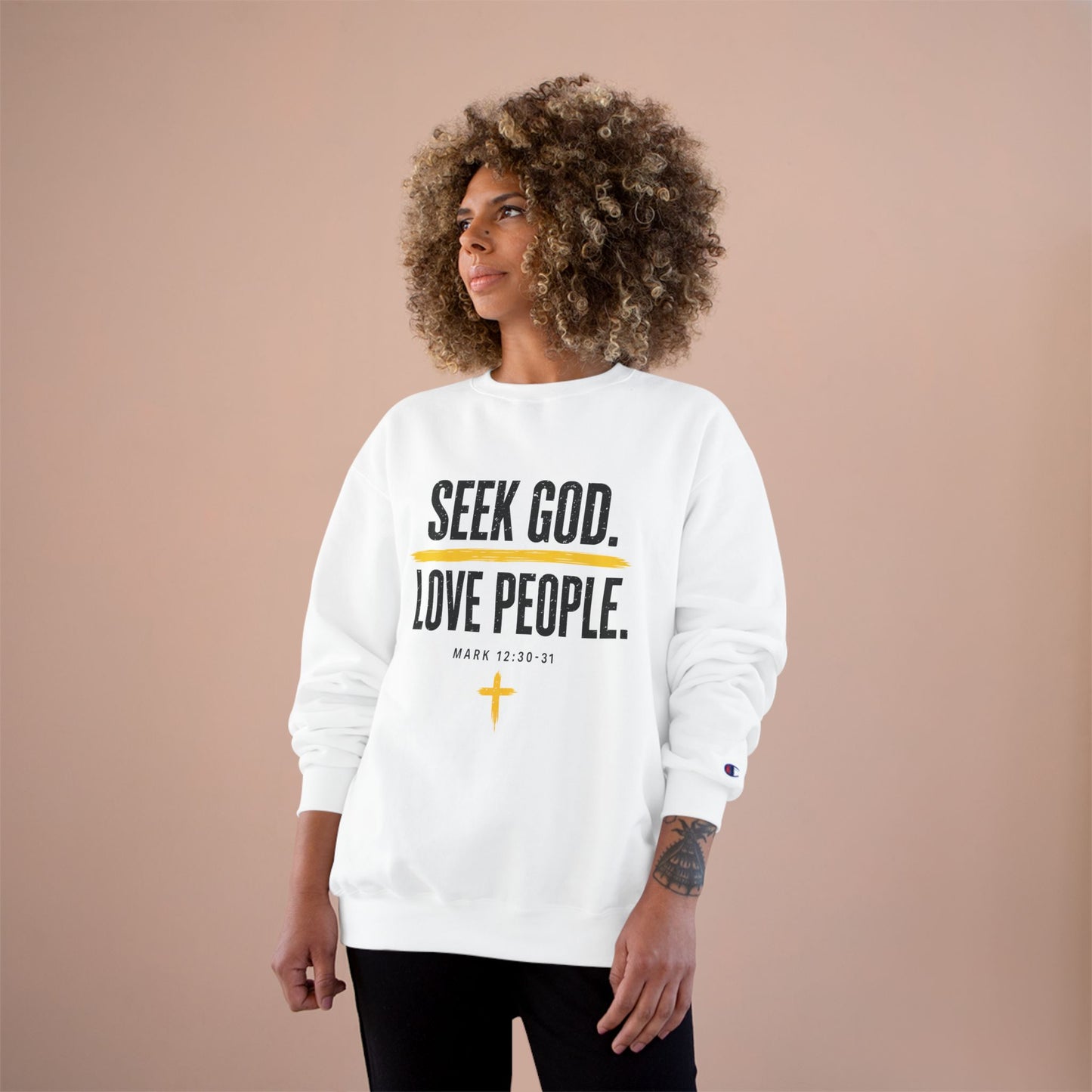 Seek God. Love People. – Stacked Champion Crewneck – product image 7