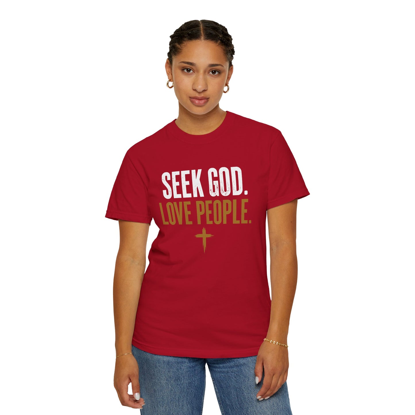 Seek God. Love People. – Stacked Tee, Deep Palette (Comfort Colors) – product image 15