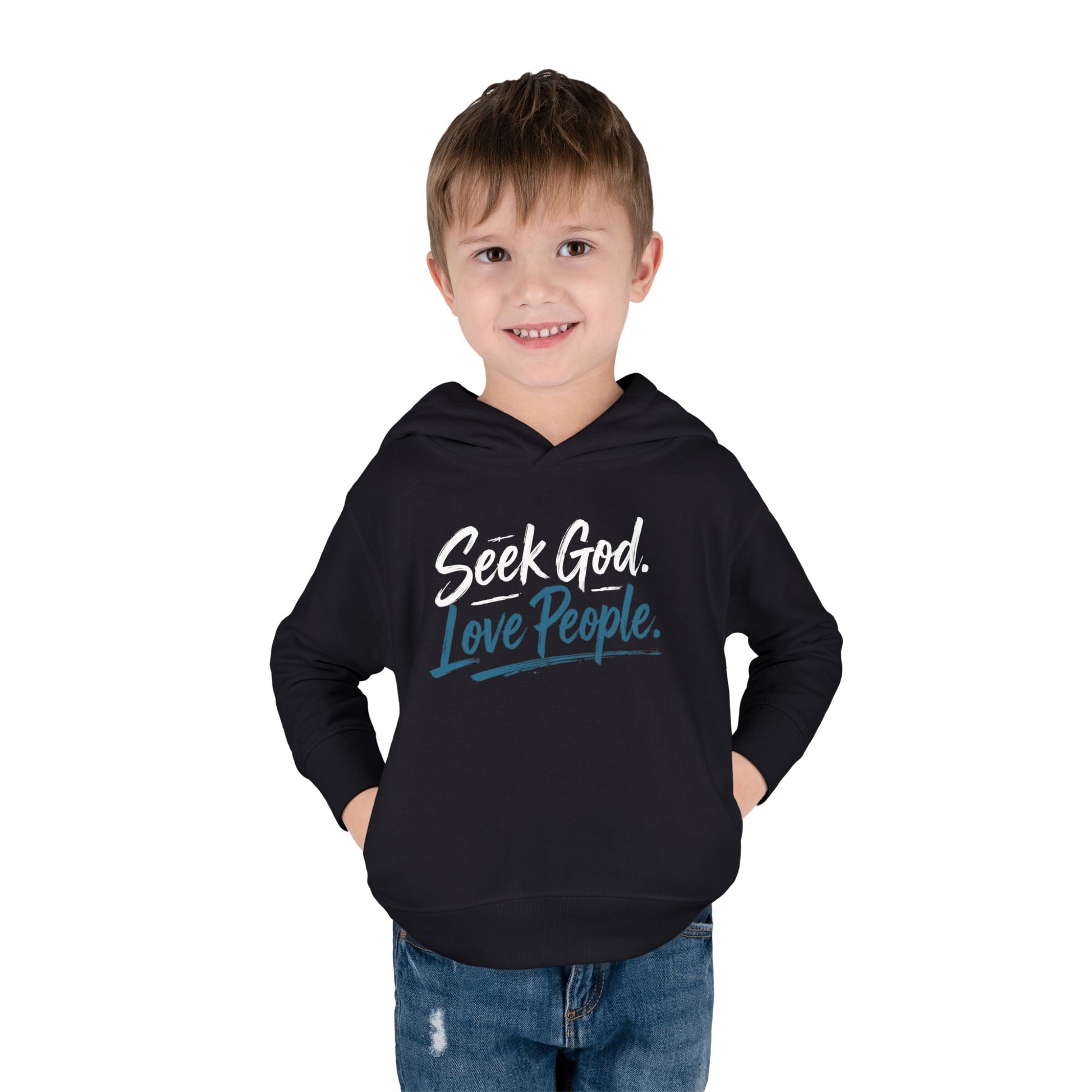 Seek God. Love People. – Script Toddler Hoodie – product image 1