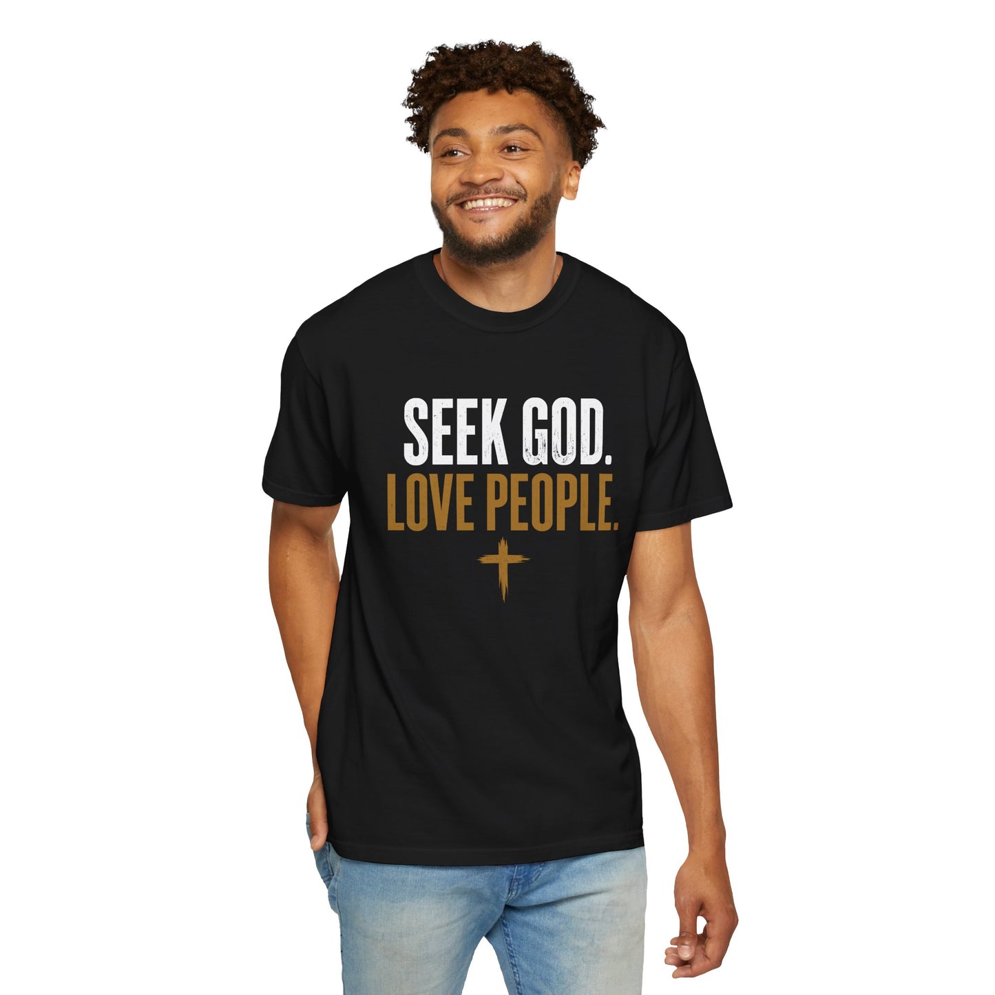Seek God. Love People. – Stacked Tee, Deep Palette (Comfort Colors) – product image 9