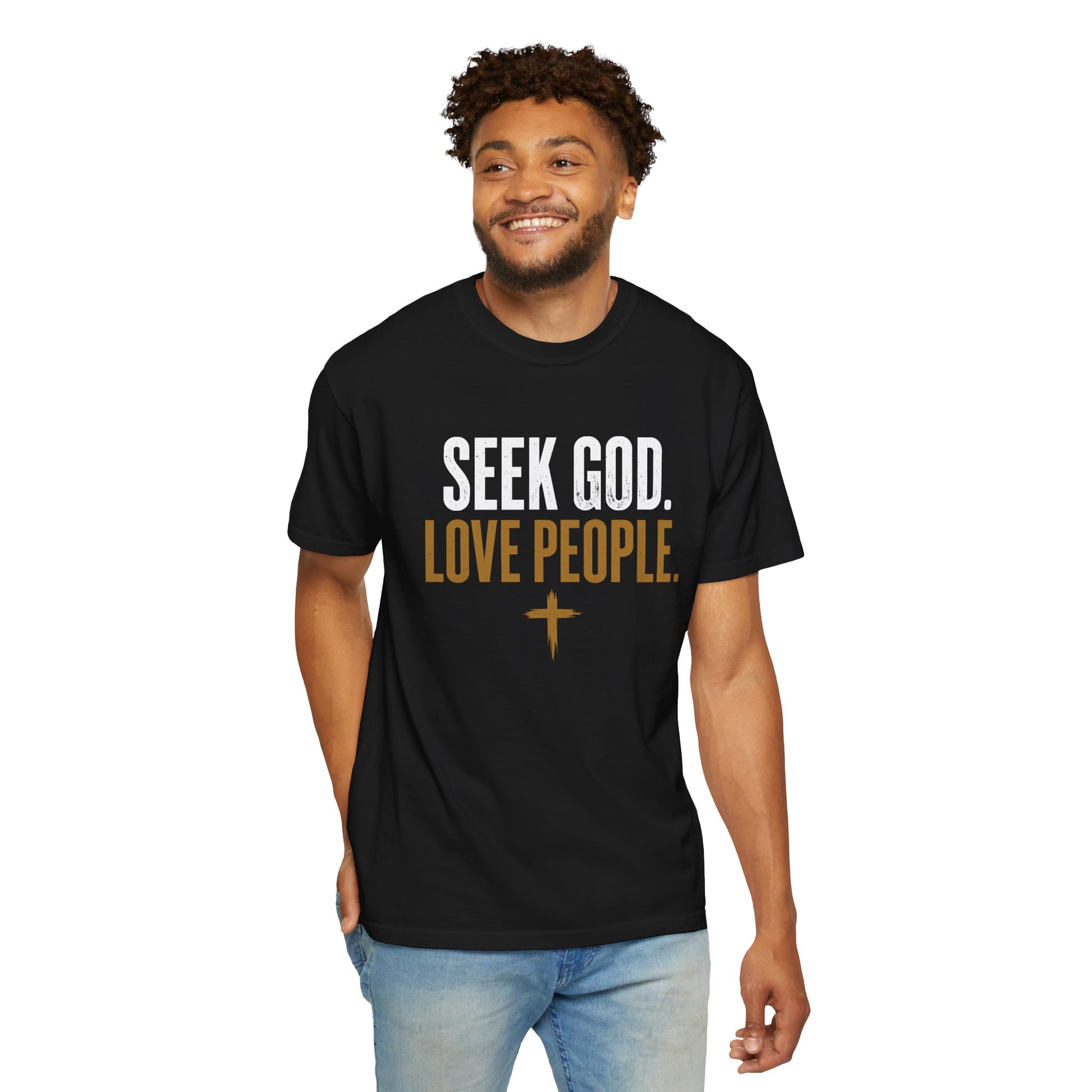Seek God. Love People. – Stacked Tee, Deep Palette (Comfort Colors) – product image 9