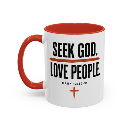 Seek God. Love People. – Stacked Accent Mug – product image 15