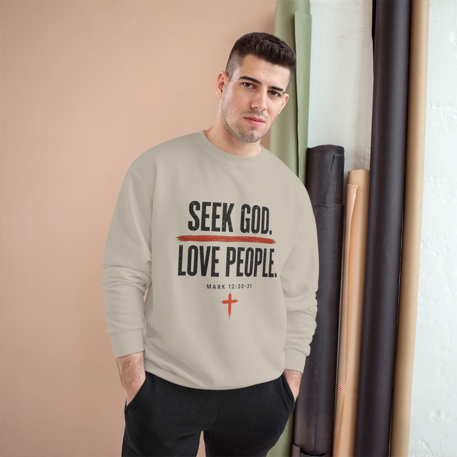 Seek God. Love People. – Stacked Champion Crewneck – product image 15