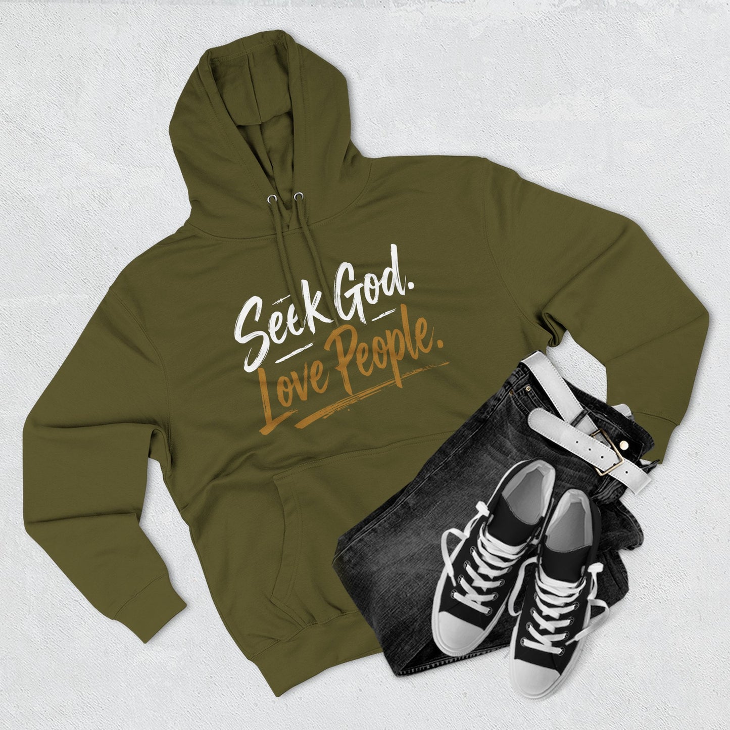 Seek God. Love People. – Script Fleece Hoodie (Lane Seven) – product image 13
