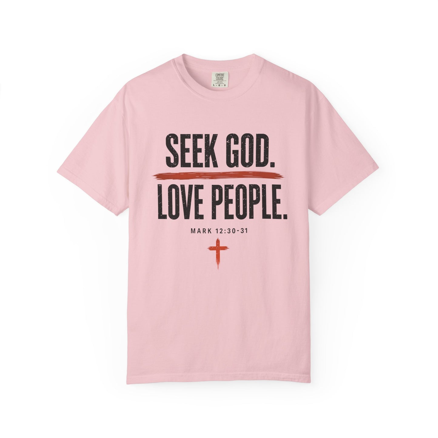 Seek God. Love People. – Stacked Tee, Light Palette (Comfort Colors) – product image 8