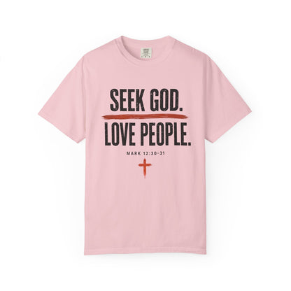 Seek God. Love People. – Stacked Tee, Light Palette (Comfort Colors) – product image 8