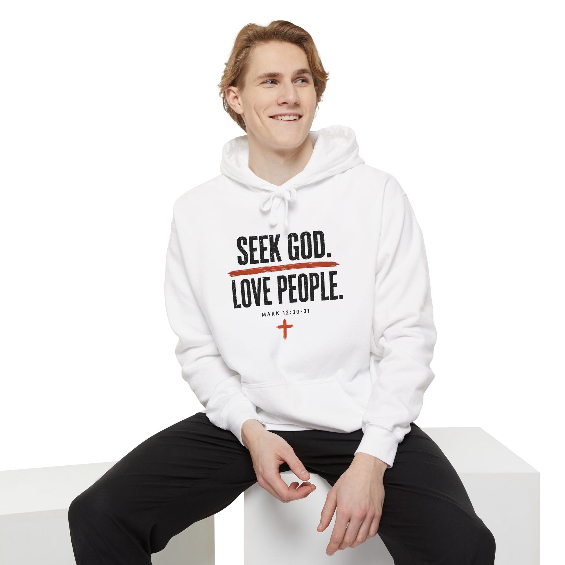 Seek God. Love People. – Stacked Garment-Dyed Hoodie – product image 6