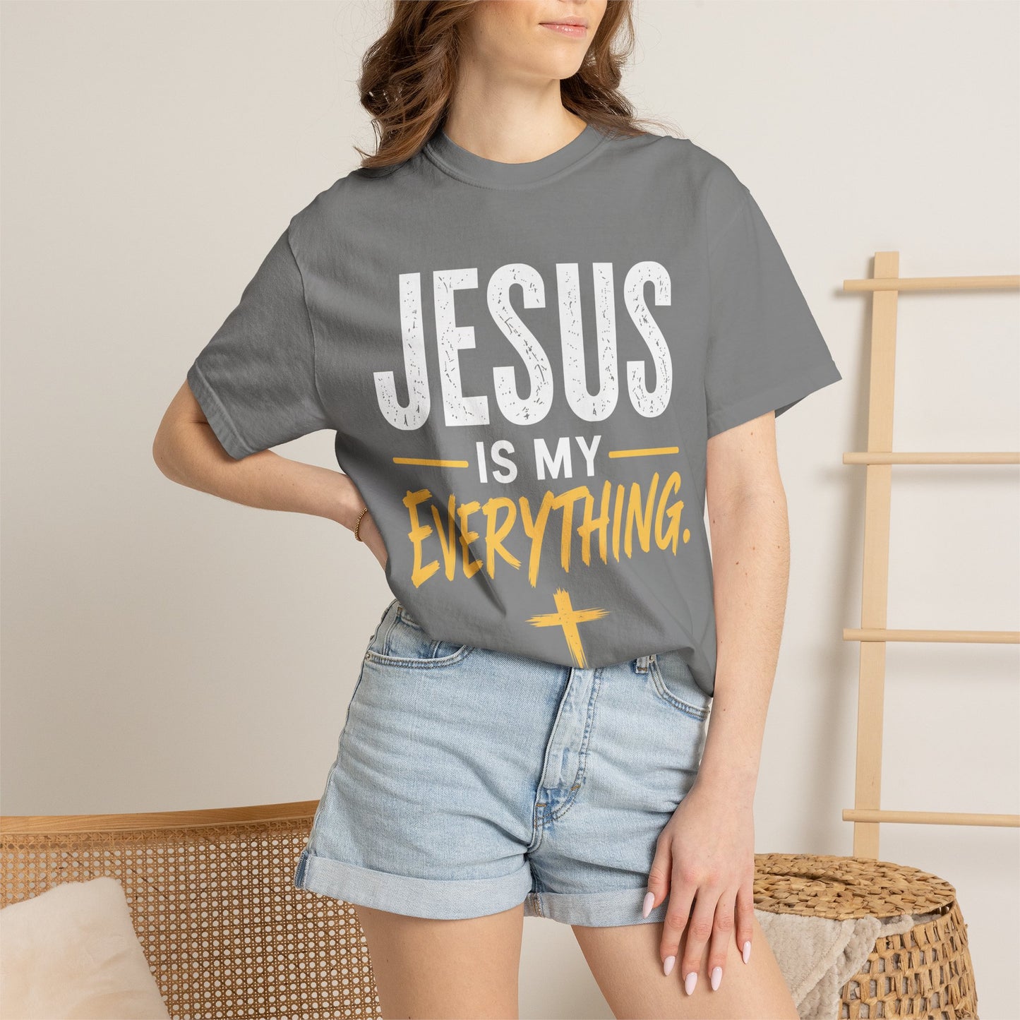 Jesus Is My Everything – Stacked Tee, Deep Palette (Comfort Colors) – product image 4