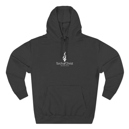 White embroidered Torch Logo Lane Seven fleece hoodie