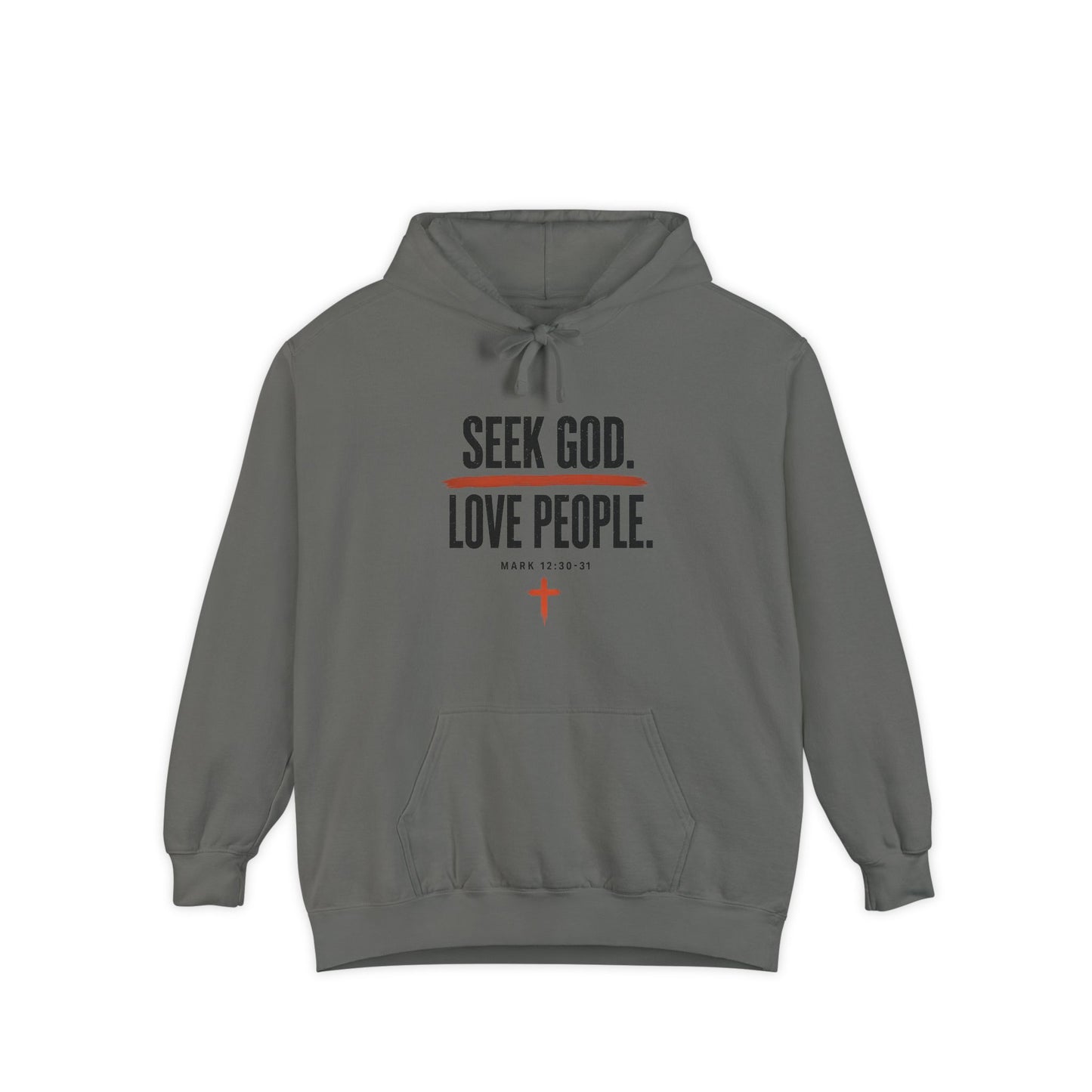 Seek God. Love People. – Stacked Garment-Dyed Hoodie – product image 8