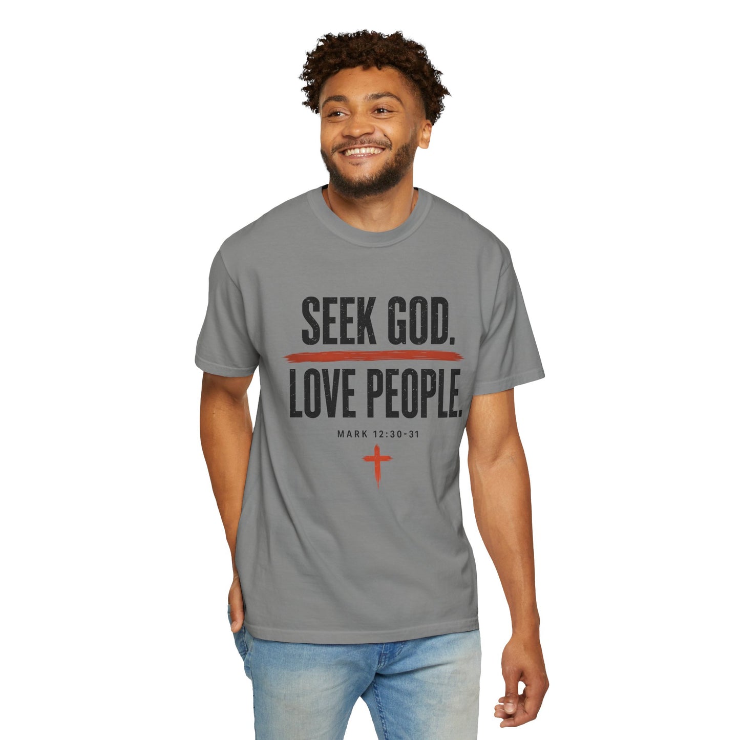 Seek God. Love People. – Stacked Tee, Light Palette (Comfort Colors) – product image 9