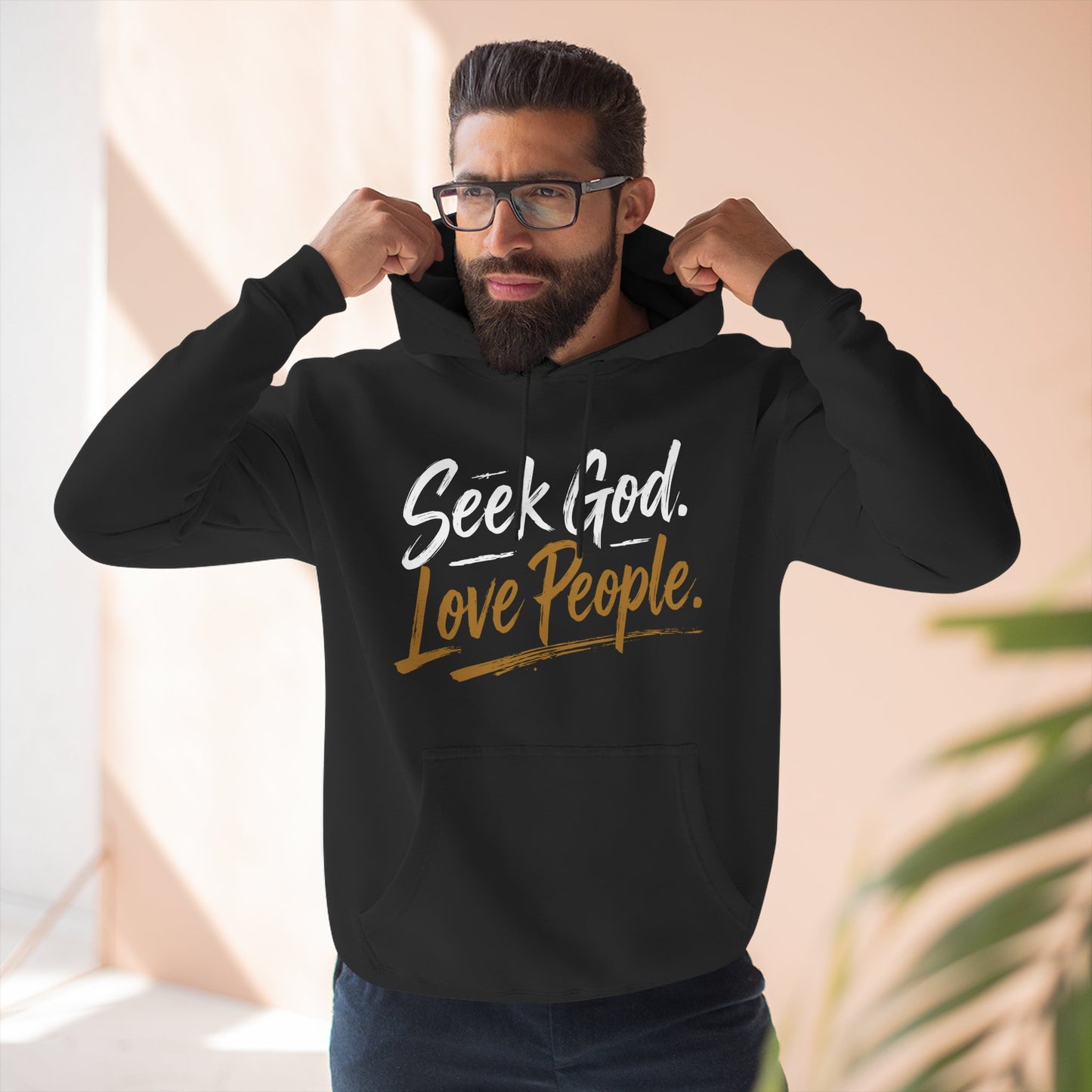 Seek God. Love People. – Script Fleece Hoodie (Lane Seven) – product image 1