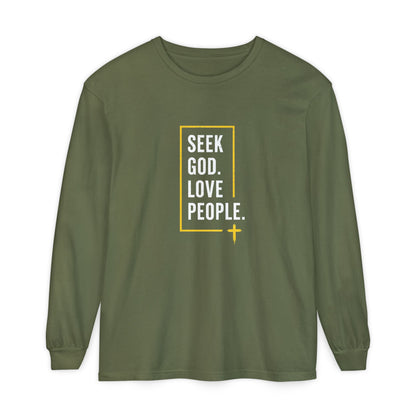 Seek God. Love People. – Stacked Long-Sleeve Tee (Comfort Colors) – product image 15
