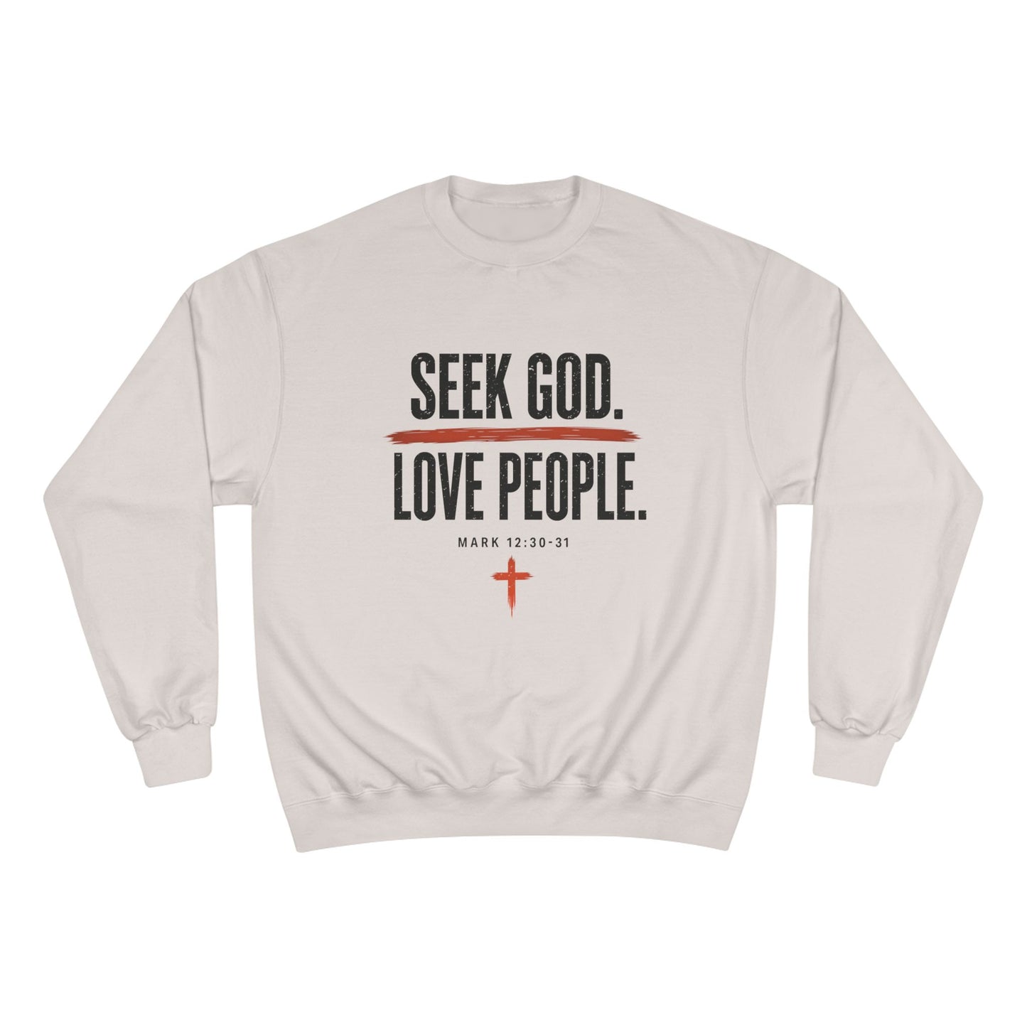 Seek God. Love People. – Stacked Champion Crewneck – product image 3
