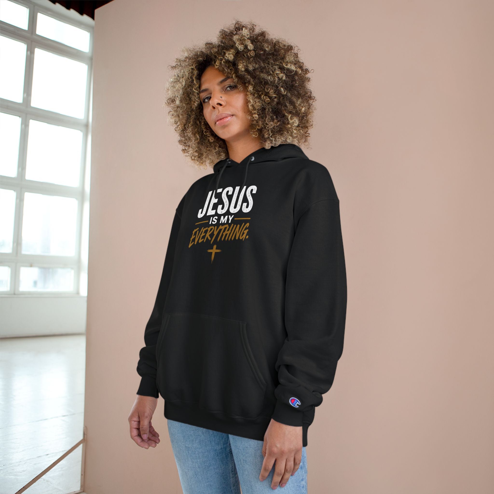Jesus Is My Everything – Brush Gold Champion Hoodie – product image 12