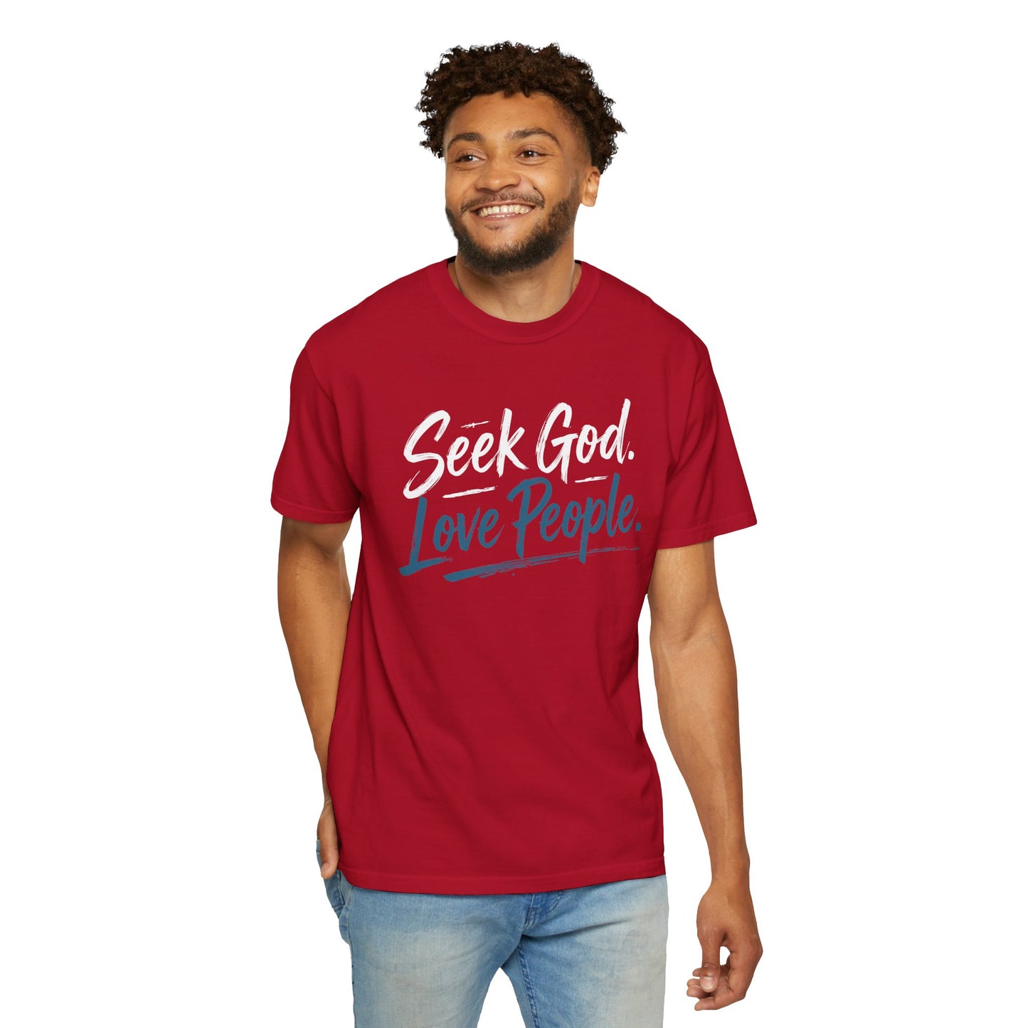 Seek God. Love People. – Script Tee (Comfort Colors) – product image 1