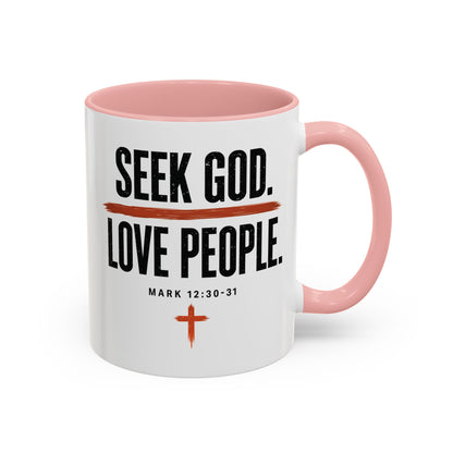 Seek God. Love People. – Stacked Accent Mug – product image 11