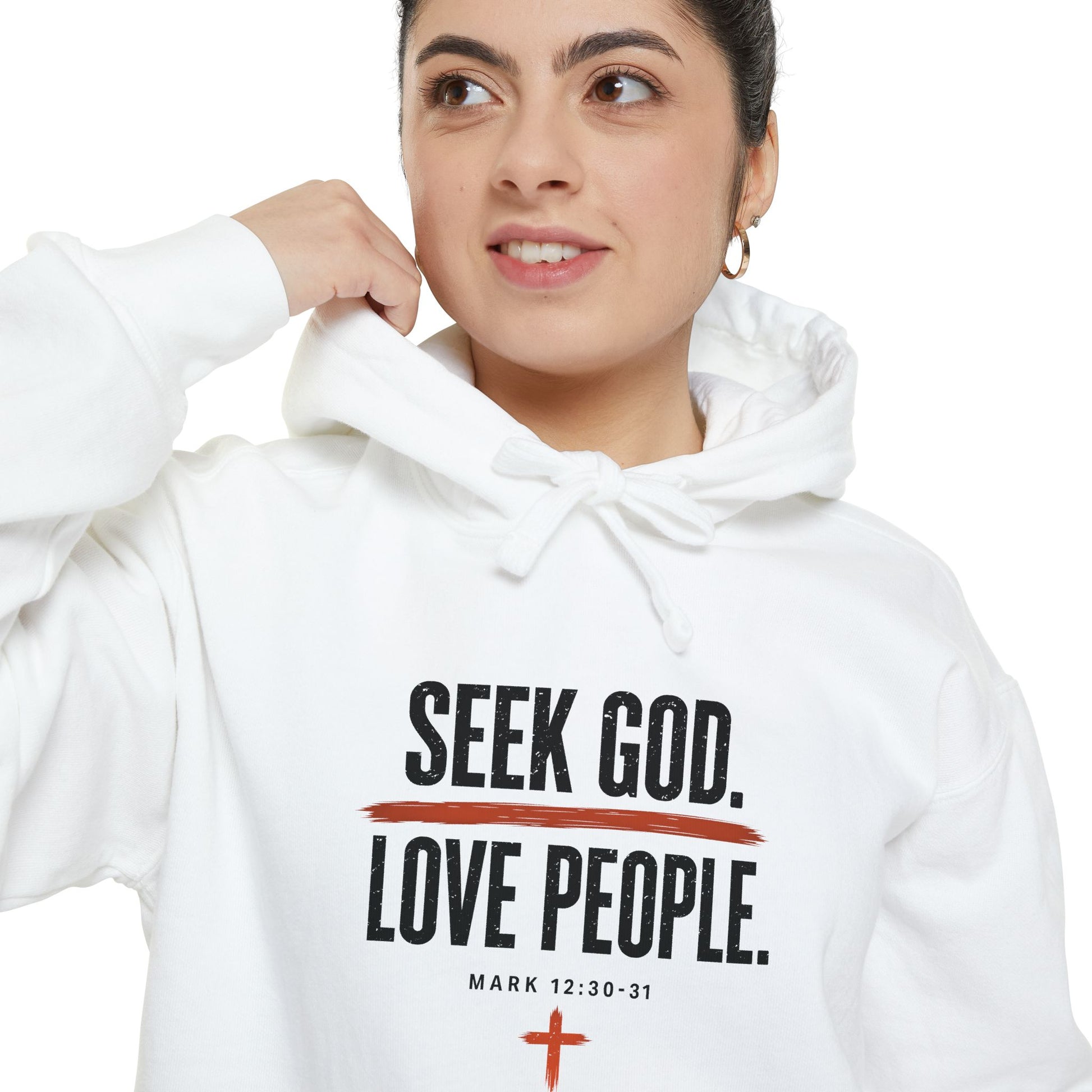 Seek God. Love People. – Stacked Garment-Dyed Hoodie – product image 7