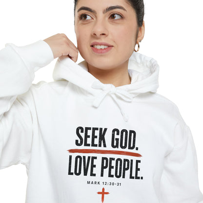 Seek God. Love People. – Stacked Garment-Dyed Hoodie – product image 7