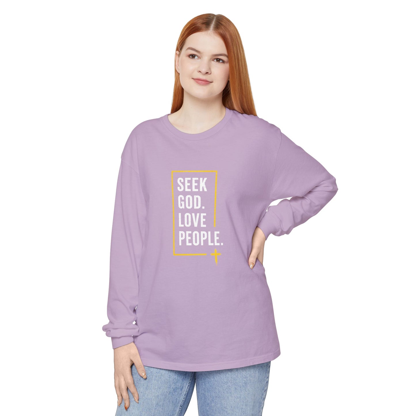Seek God. Love People. – Stacked Long-Sleeve Tee (Comfort Colors) – product image 10