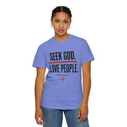 Seek God. Love People. – Stacked Tee, Light Palette (Comfort Colors) – product image 7