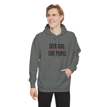Seek God. Love People. – Stacked Garment-Dyed Hoodie – product image 10